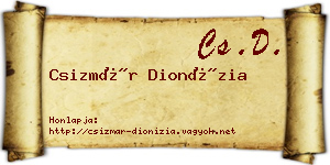 Csizmár Dionízia névjegykártya
